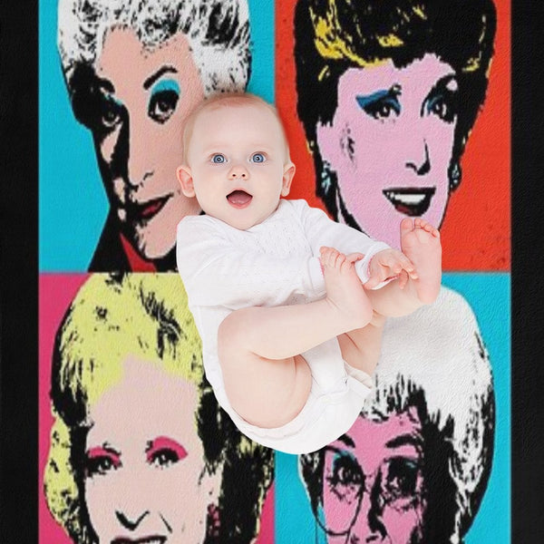 Golden Warhol Girls Easy Care Throw Blanket