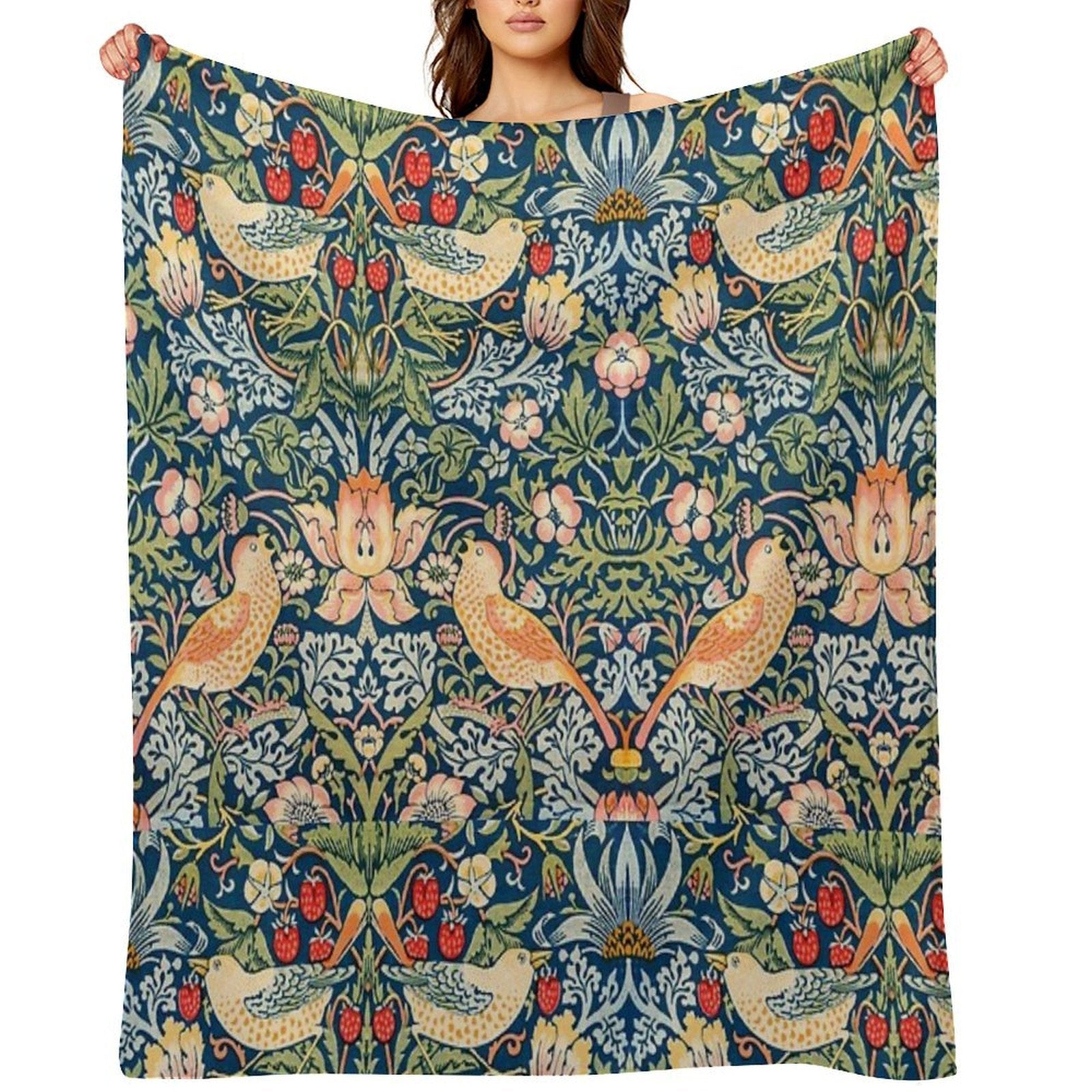 The Strawberry Thieves Pattern Wrinkle-free Throw Blanket