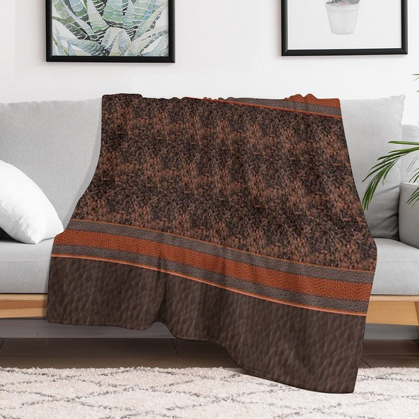 Favorite Brown Sweater Faux Vegan Leather Pattern Print Brown Bohemian Boho Thigh High Striped Top Socks Leggings Compact Throw Blanket