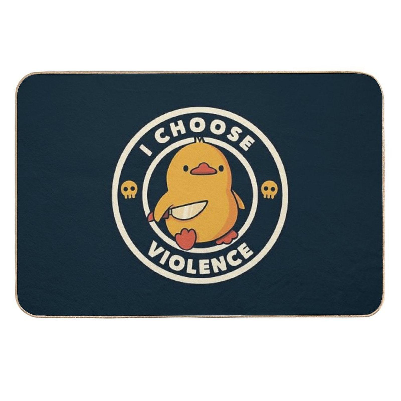 I Choose Violence Funny Duck by Tobe Fonseca  Pet-Safe Bath Mat