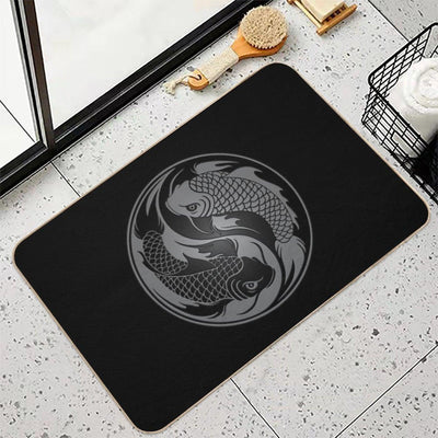 Gray And Black Yin Yang Koi Fish Bath Mat