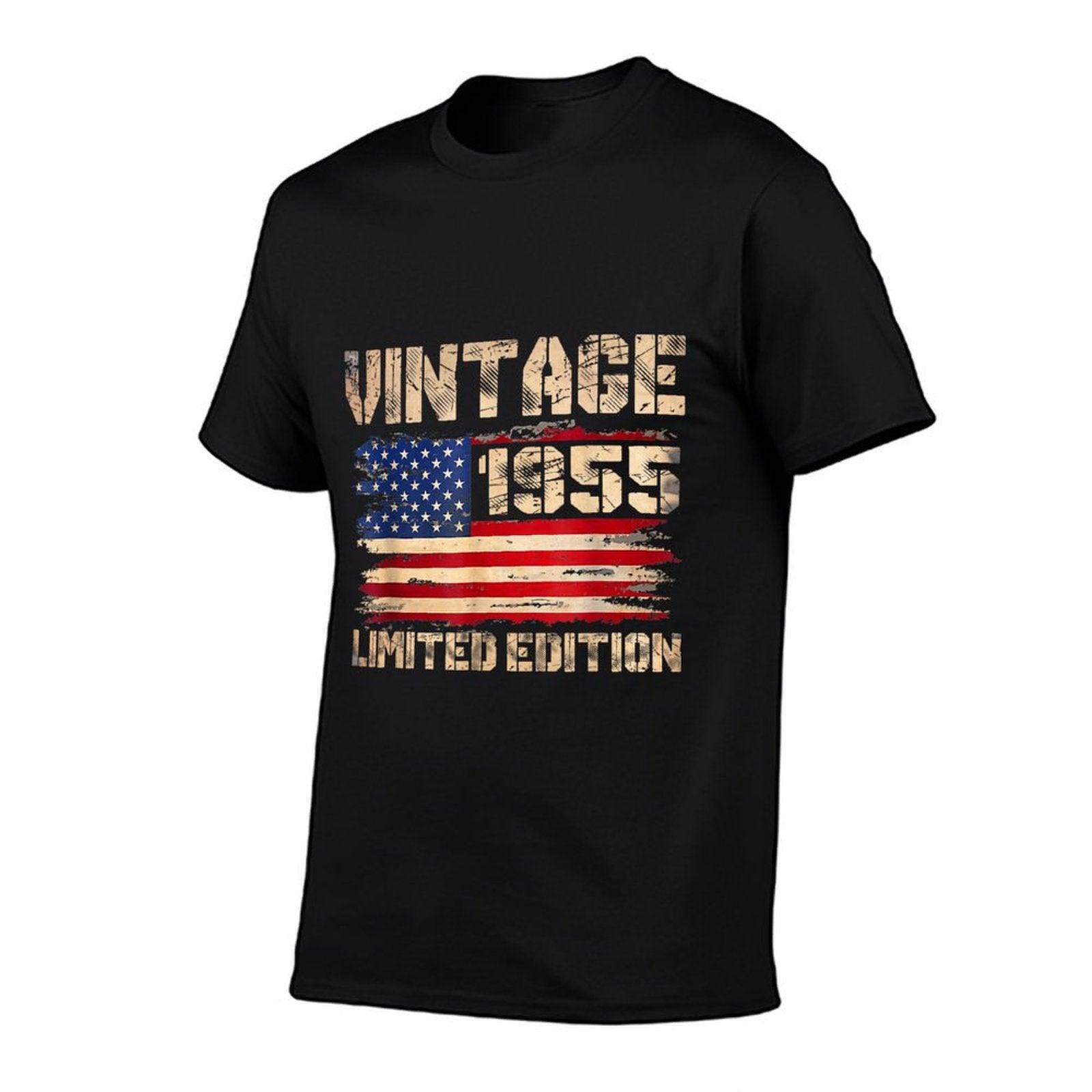 Vintage 1955 70th Birthday Gifts 70 Year Old American Flag T-Shirt