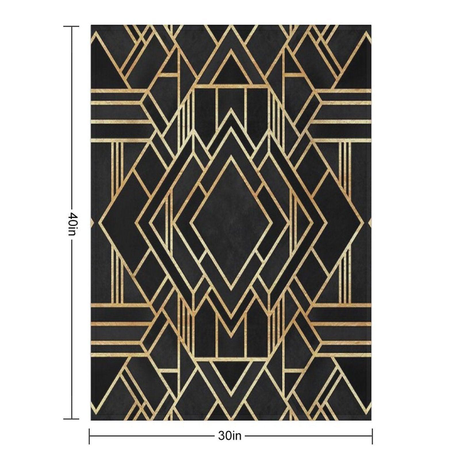 Art Deco Black Throw Blanket