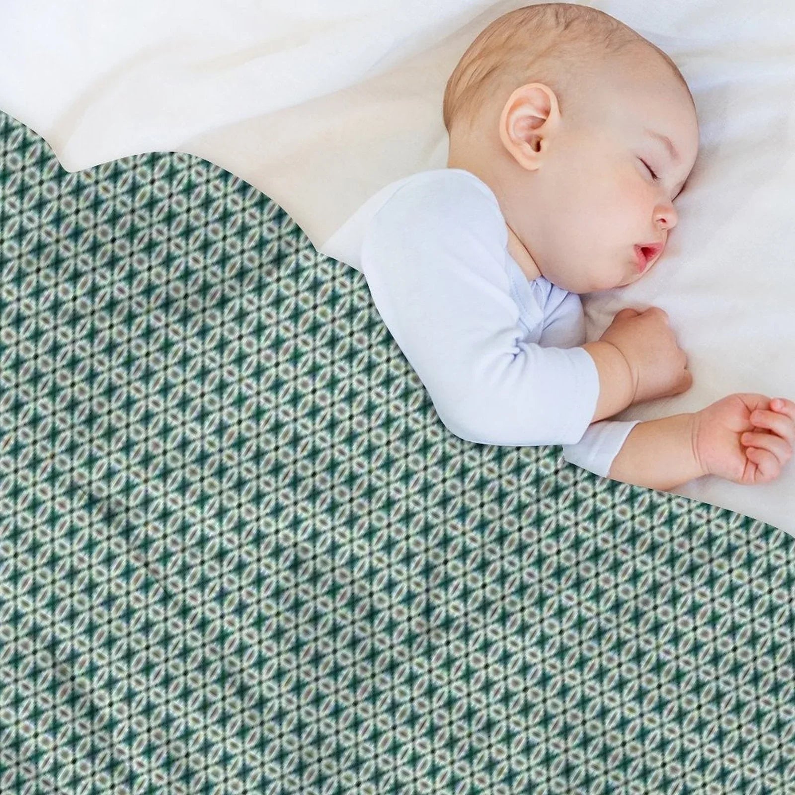 Tiny Diamond Petals in Green Throw Blanket