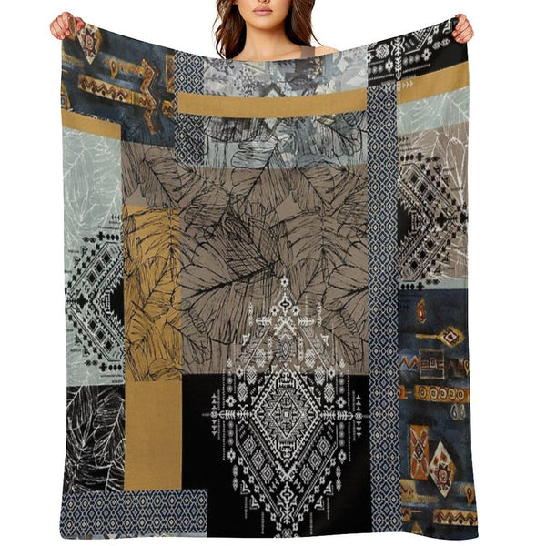 Ethnic Patchwork Pattern Eco-conscious Throw Blanket
