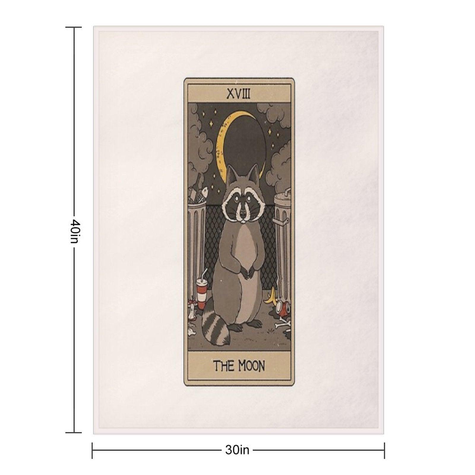 The Moon - Raccoons Tarot Throw Blanket