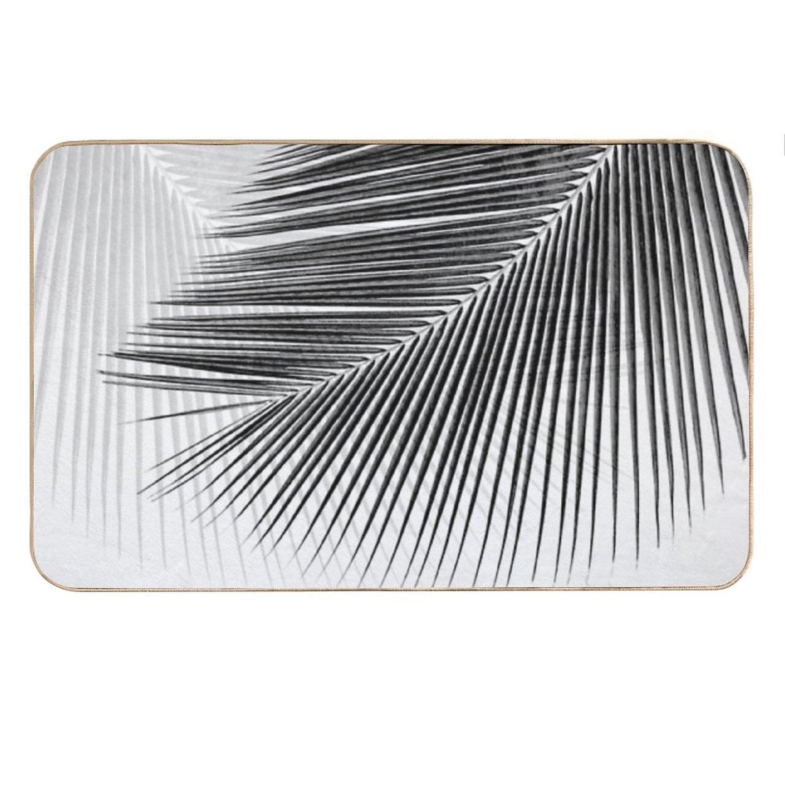 Palm Leaf Synchronicity - Bw Bath Mat