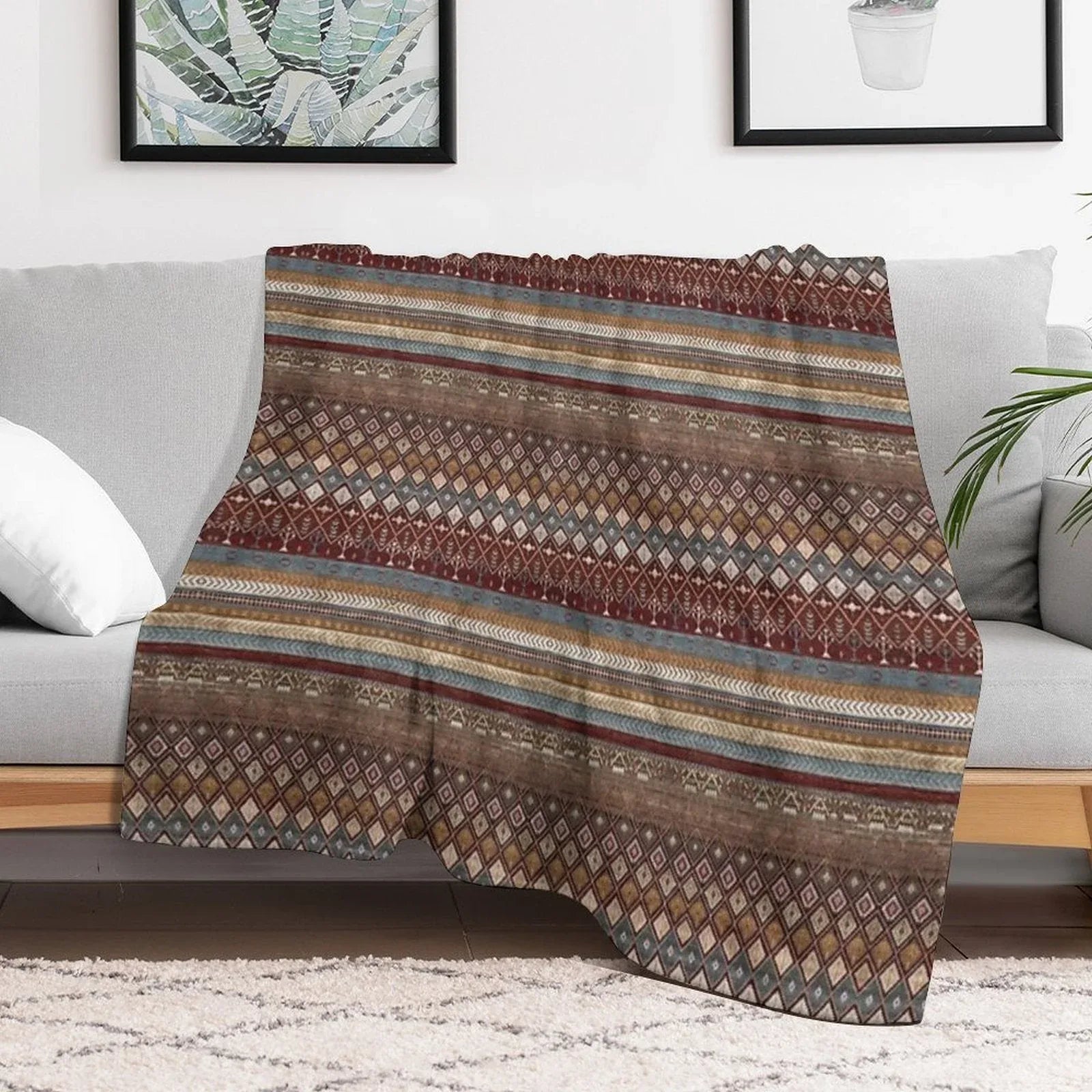 Geometrical Carpet Design Patterns Throw Blanket