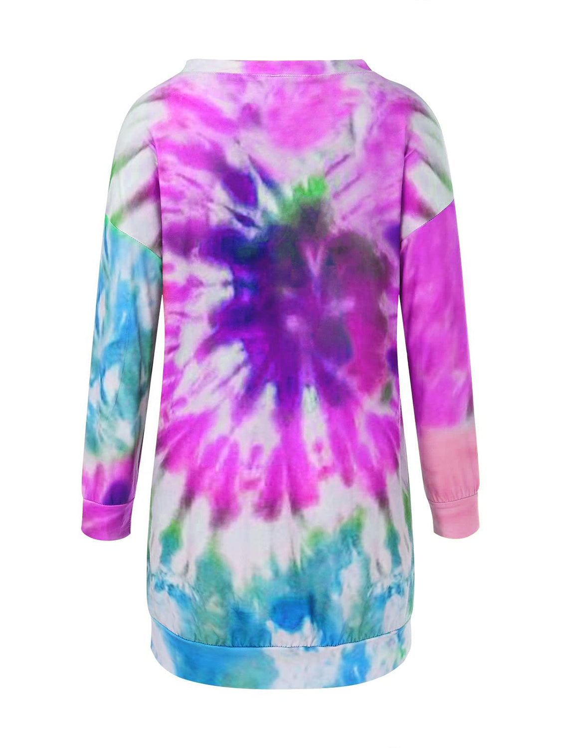 Full Size Tie-Dye Round Neck Long Sleeve Dress Trendy & Comfortable Casual Dress for Women
