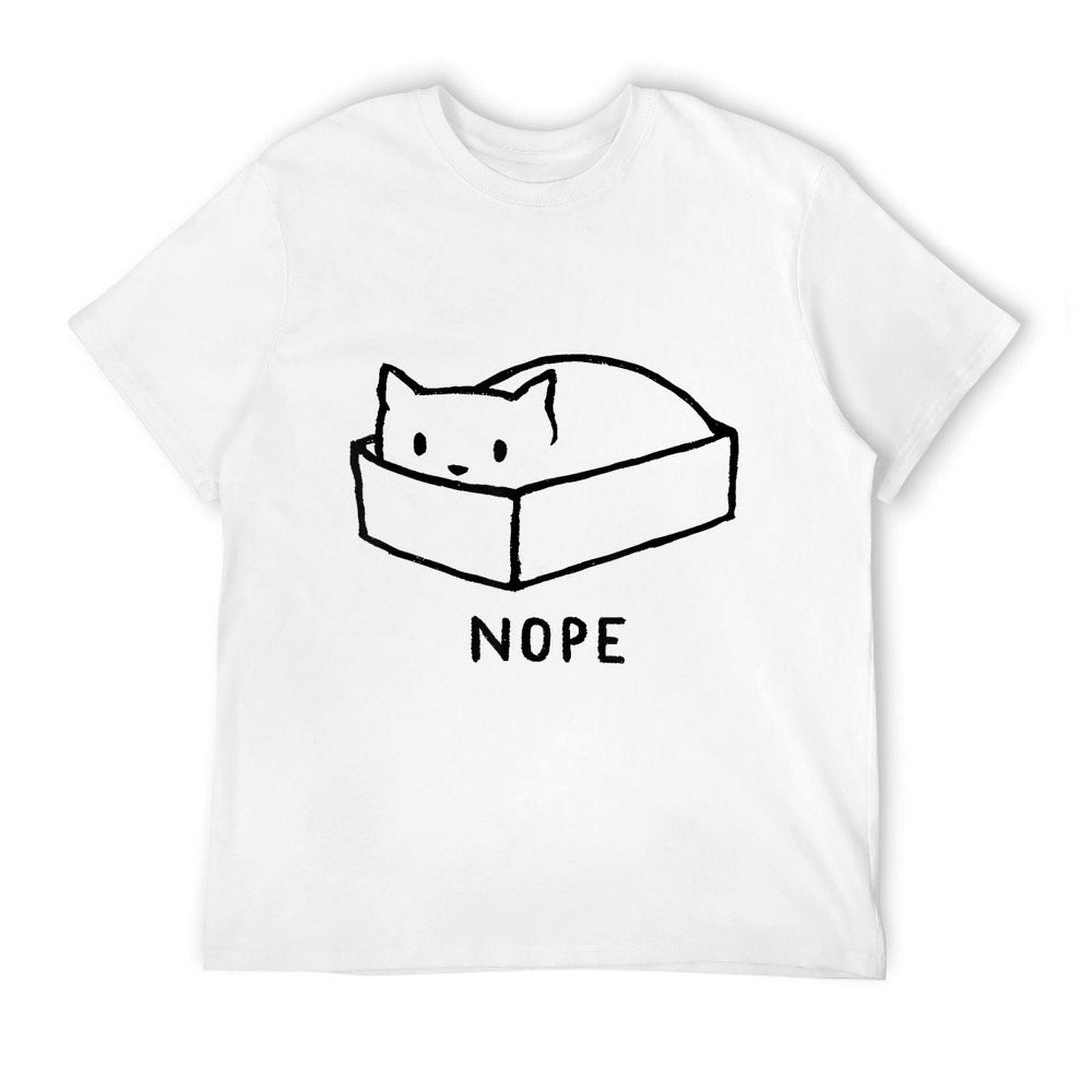 Nope Box Cat Funny For Men Women  Fade-proof Color T-Shirt