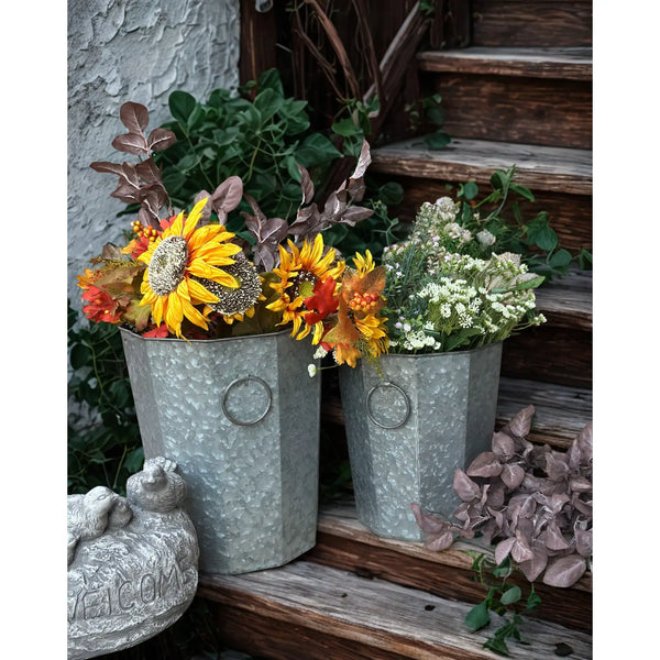 Beveled Zinc Planters With Handles