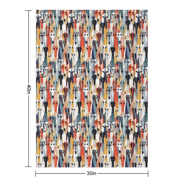 Greyhound in Geometric Camouflage Pattern Shrink-resistant Throw Blanket