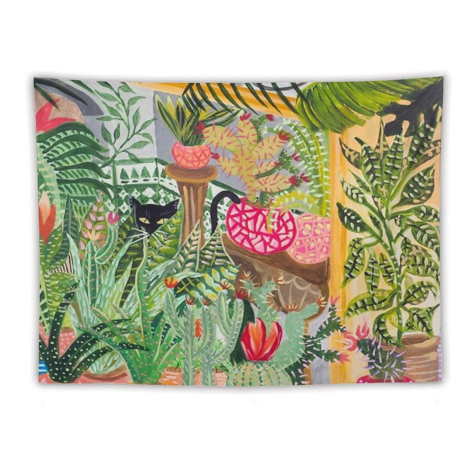 Black Cat in The Garden Tapestry