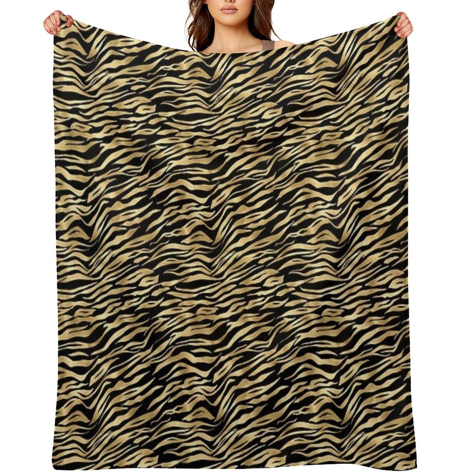 Black And Gold Animal Abstract #1 Premium Throw Blanket