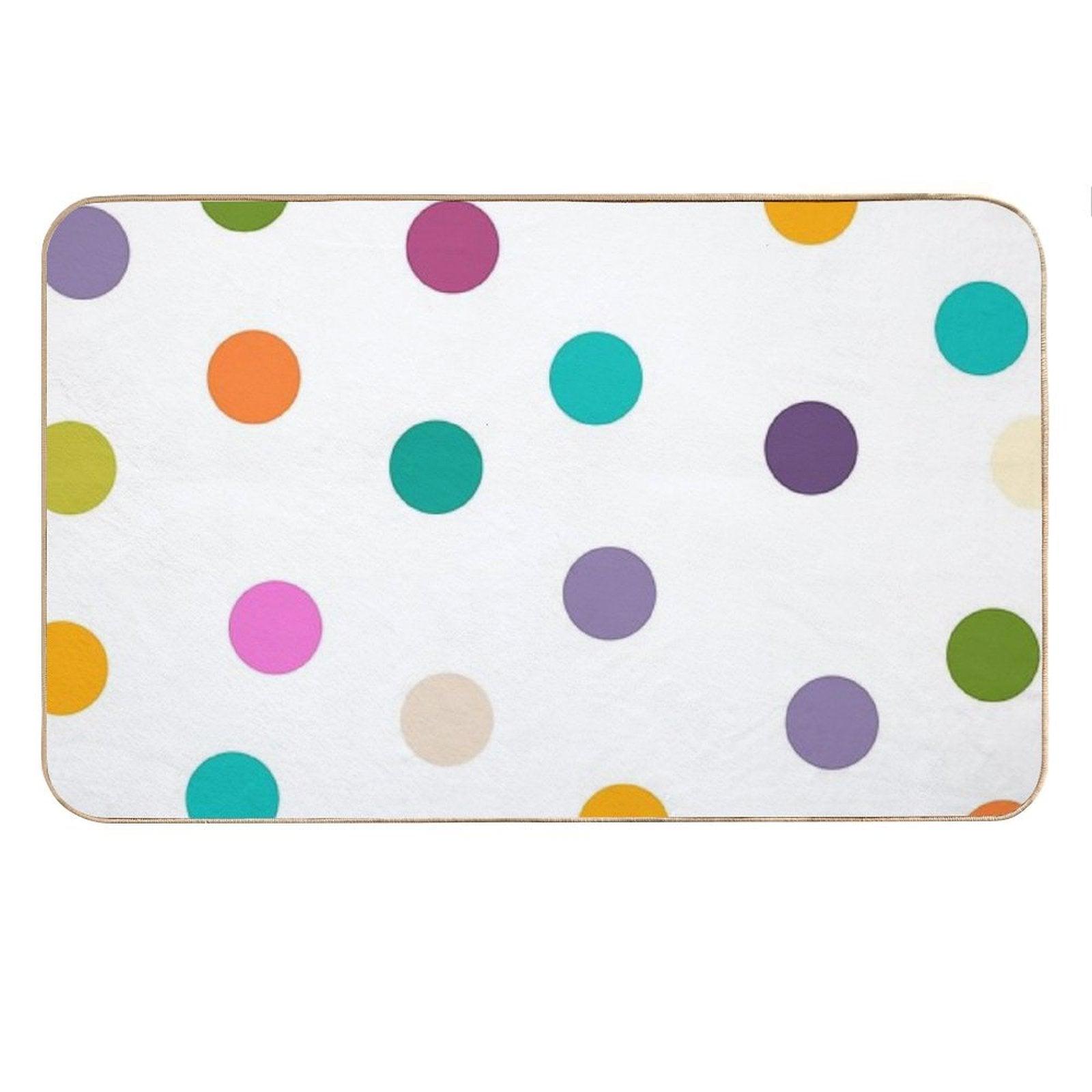Colourful Dots Large on White Bath Mat