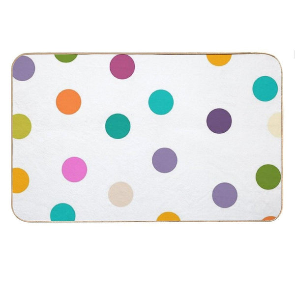 Colourful Dots Large on White Bath Mat