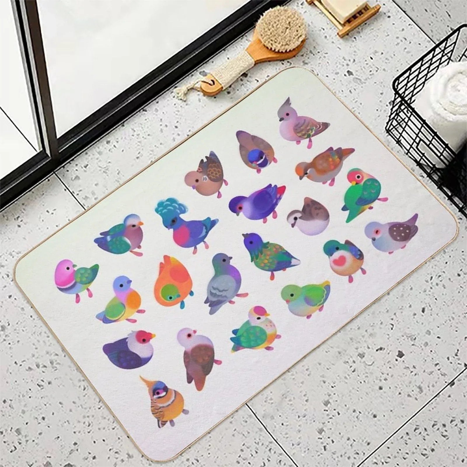 Wild Pigeon -bright, Name Bath Mat