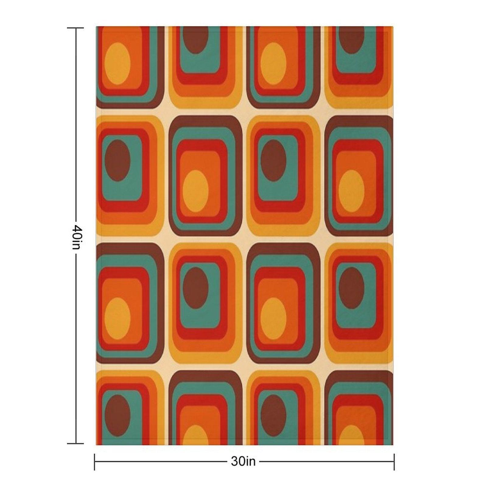 Retro Geometric Gradient Square And Circle Pattern 221 Throw Blanket