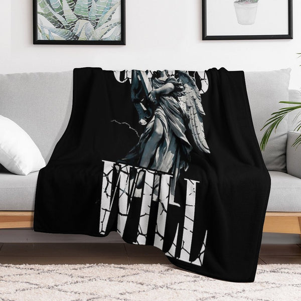 Angel with Cross, God’s Will Cracked Typography Design All-season Throw Blanket