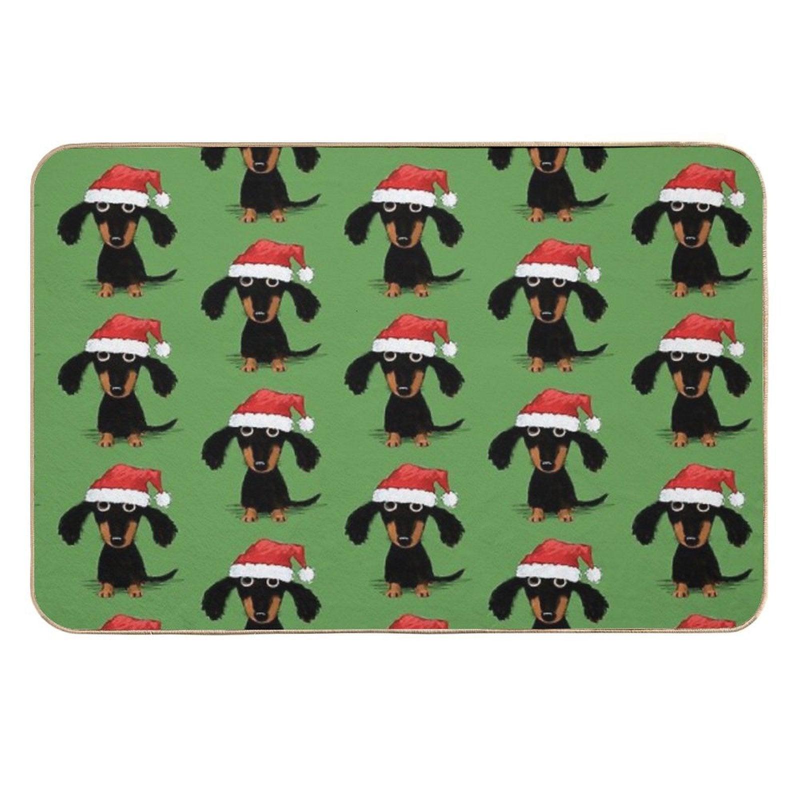 Santa Dachshund  Funny Wiener Dog Christmas Durable Bath Mat