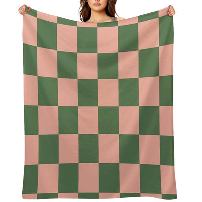 Retro Checkered Pattern Plush Throw Blanket