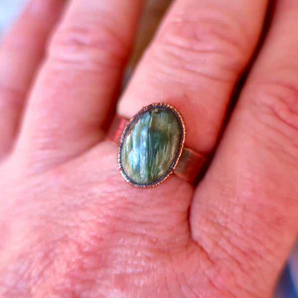 Copper Seraphinite Ring Heart Healing and Calm | By Blackbird & Sage