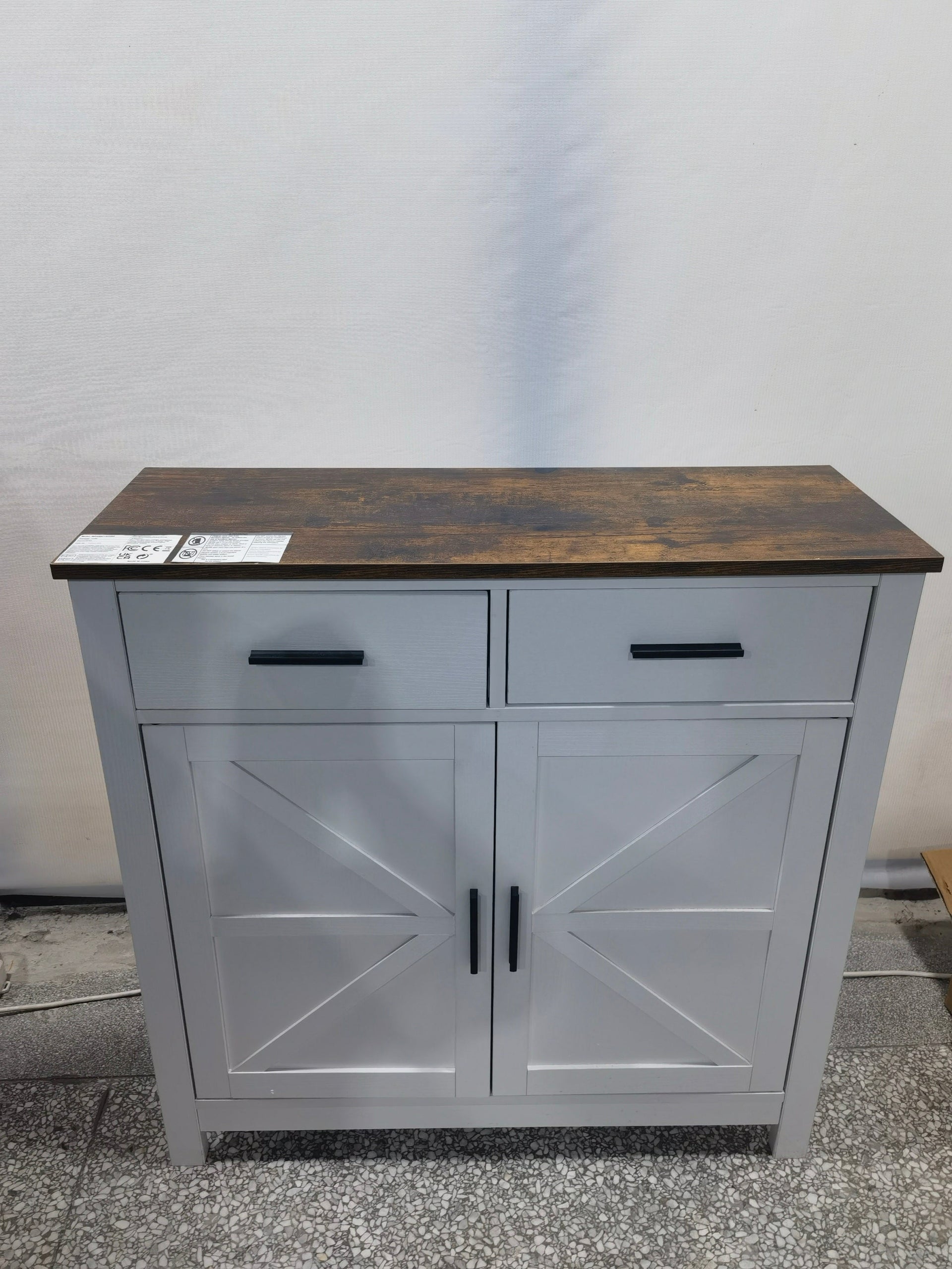 Kitchen Storage Cabinet, Modern Farmhouse Buffet with 2 Drawers and 2 Doors