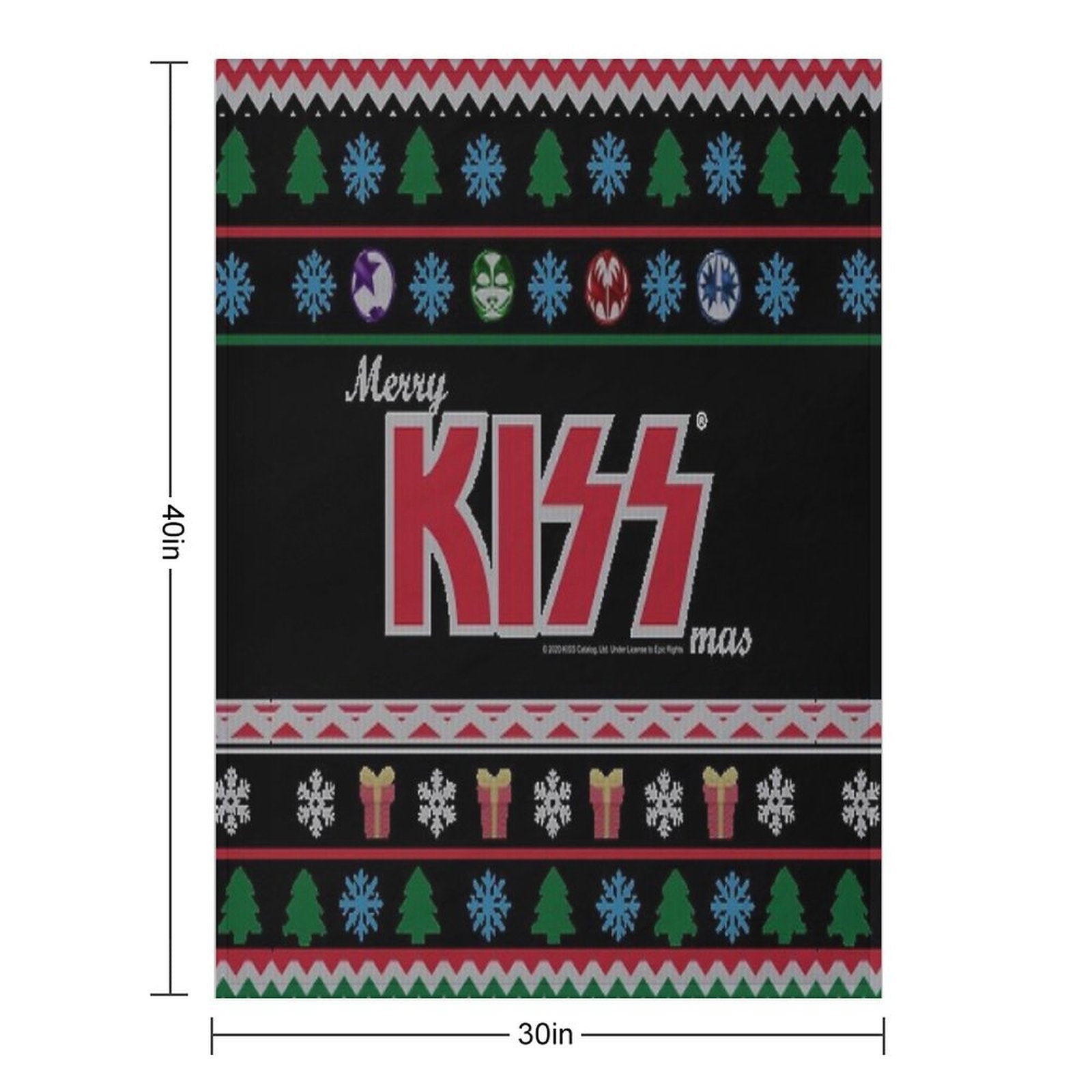 KISS ® The Band - Merry KissMas Ugly Sweater Premium Throw Blanket