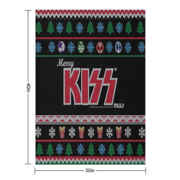 KISS ® The Band - Merry KissMas Ugly Sweater Premium Throw Blanket