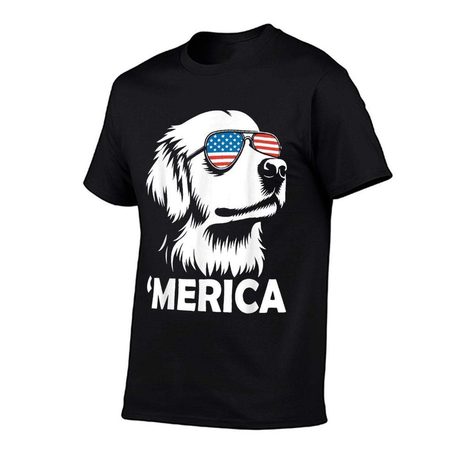 Golden Retriever 4th of July Merica Comfortable T-Shirt