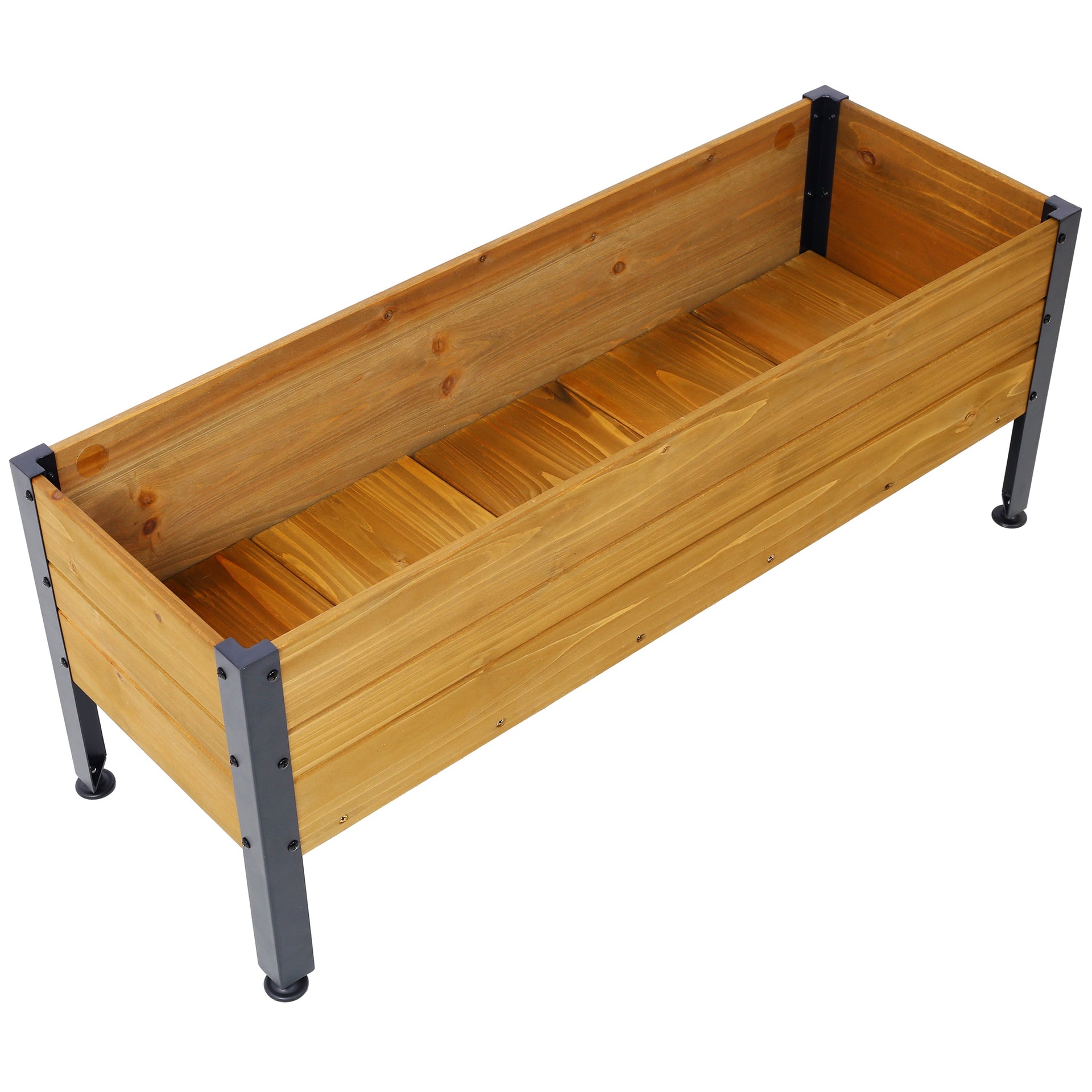 Wood Rectangular Garden Planter Box Raised Bed Outdoor