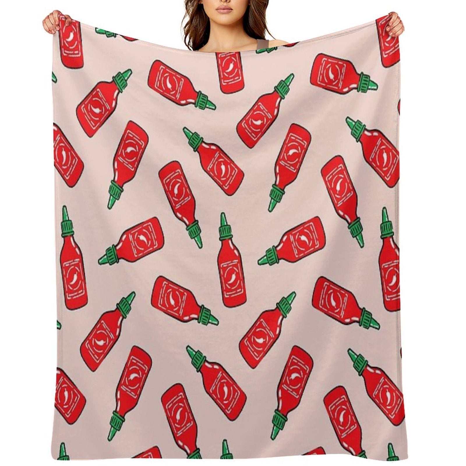 Sriracha Sauce - Pink - Hot Chili Sauce Anti-pilling Throw Blanket