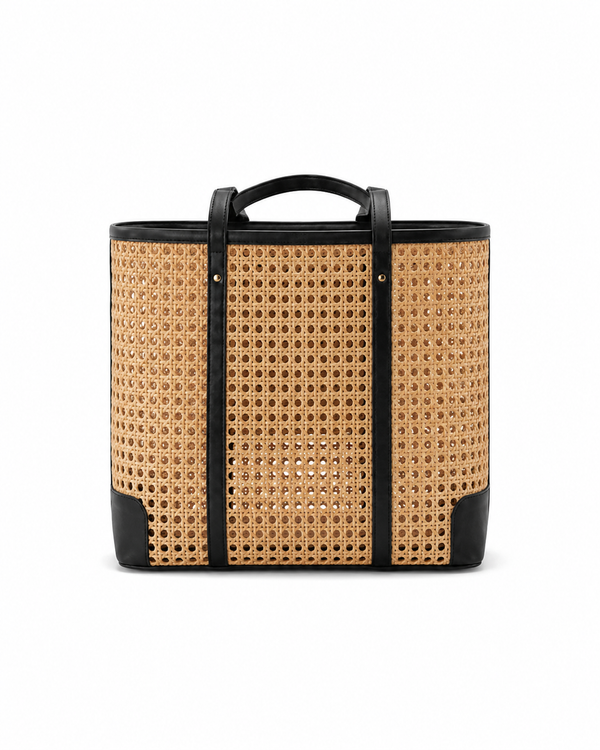 Dian Leather and Rattan Tote Bag