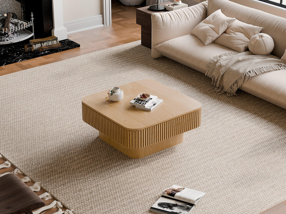 Modern Square Coffee Table with Hidden Storage