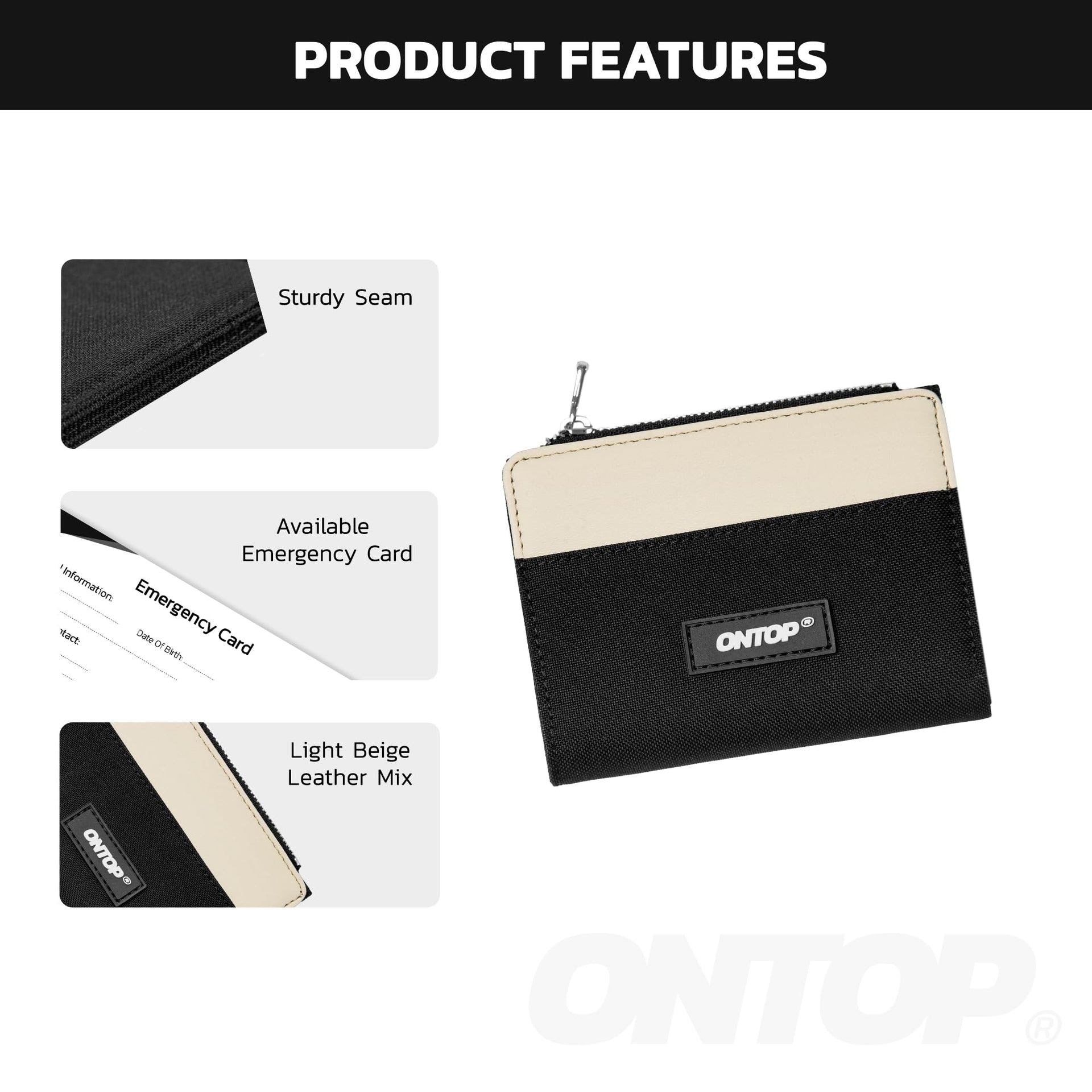 Bifold Zipper Wallet Card Holder