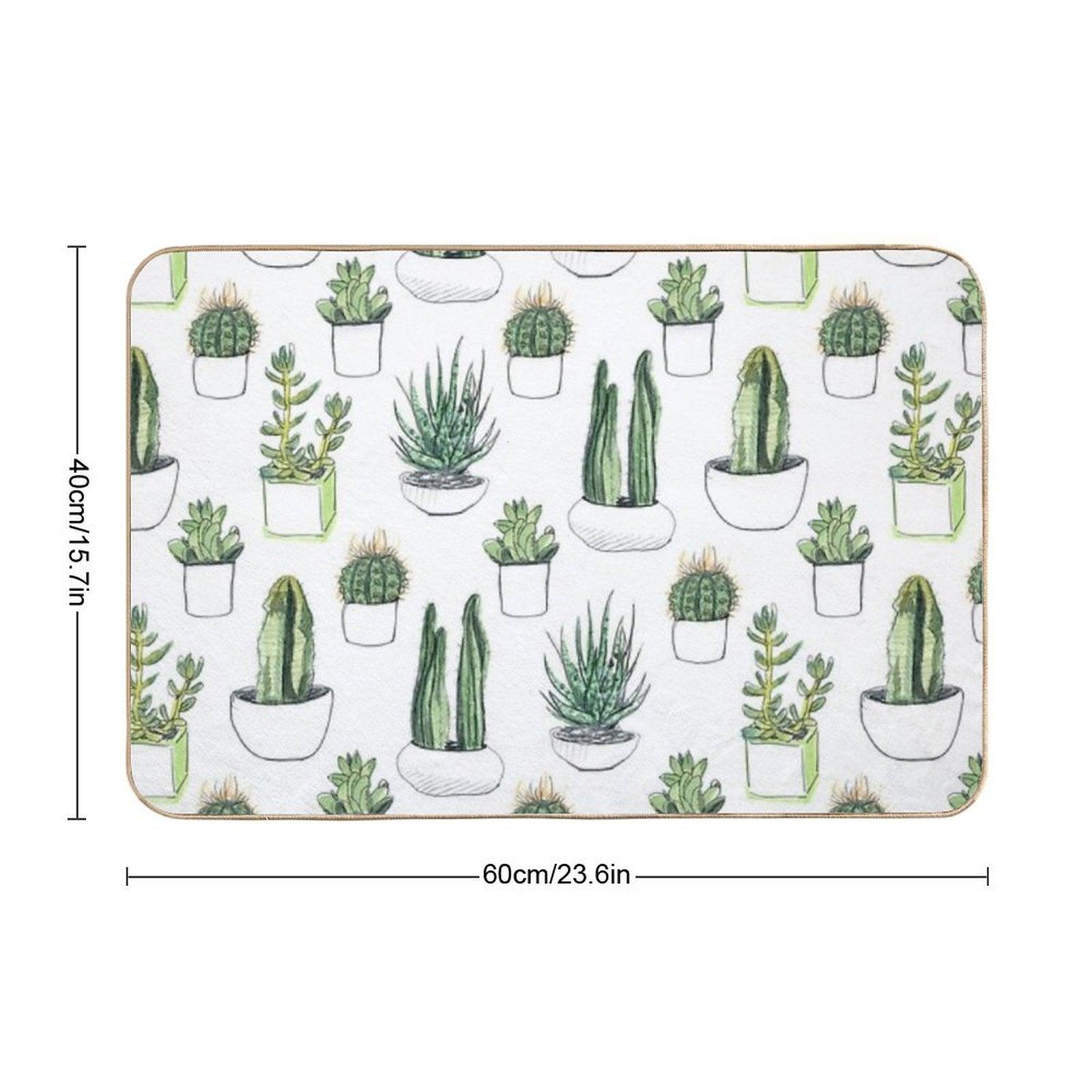 Watercolour Cacti & Succulents Bath Mat