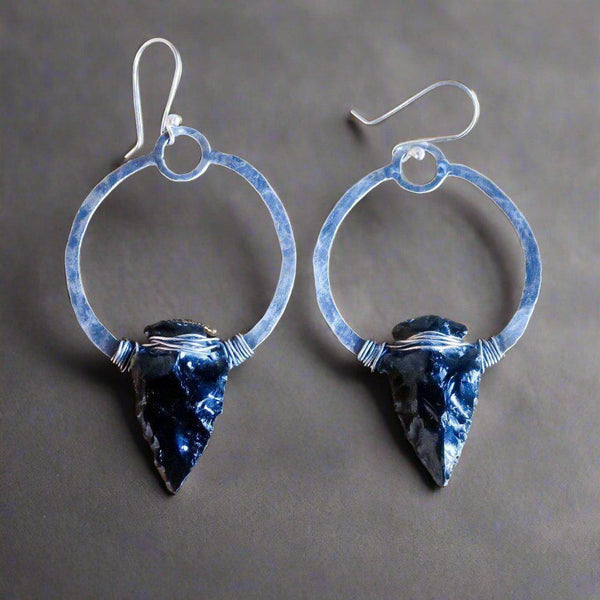 Obsidian Hoop Earring - Boho | Handmade by Blackbird & Sage