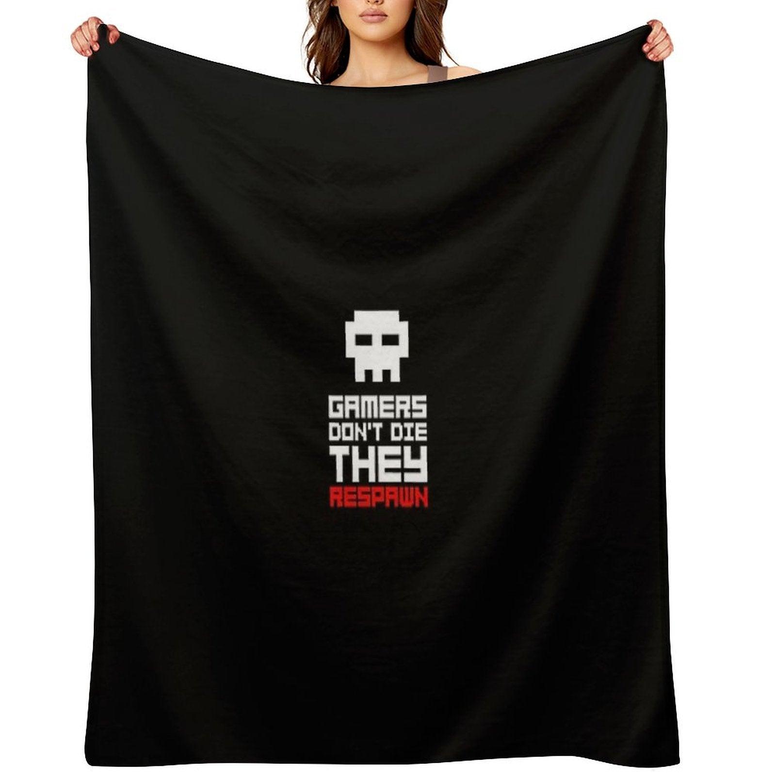 Pixel Skull Gamers Don't Die Throw Blanket