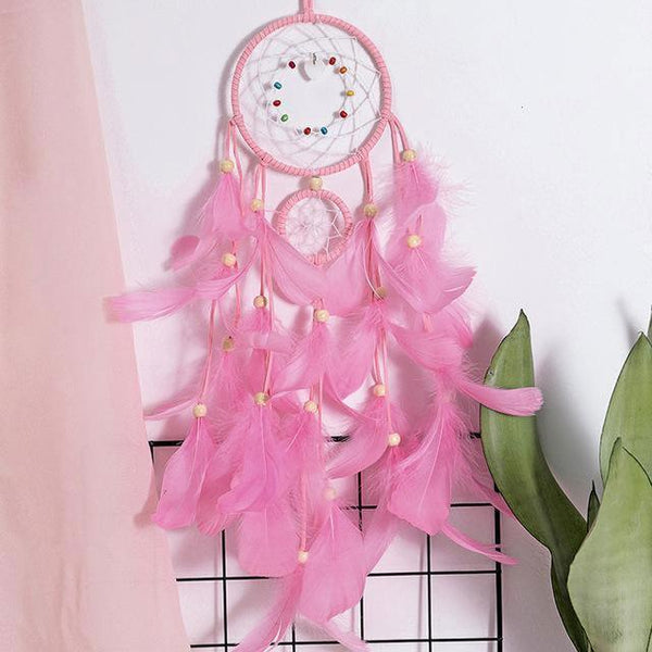 Feather Crafts Dream Catcher Brown Wind Chimes Handmade Christmas Net Handmade Wall Hanging Home Decor Dream Catcher With Feathers For Wall Hanging Car Home Balcony Decorations