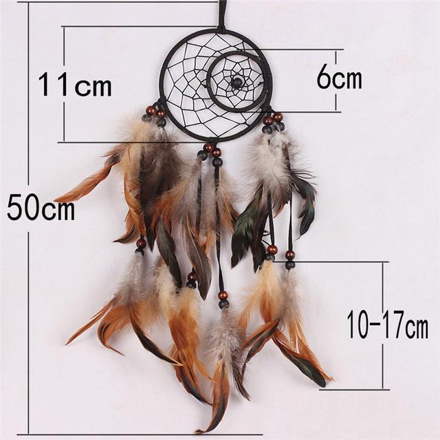 Feather Crafts Dream Catcher Brown Wind Chimes Handmade Christmas Net Handmade Wall Hanging Home Decor Dream Catcher With Feathers For Wall Hanging Car Home Balcony Decorations