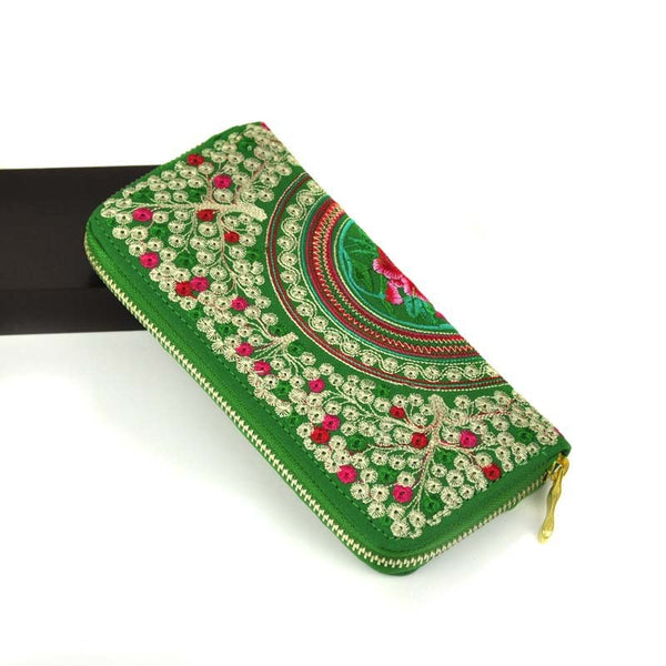 Features embroidered Womens purses Upscale Fashion Ladies Wallet Long section Wallets Embroidery purse Support