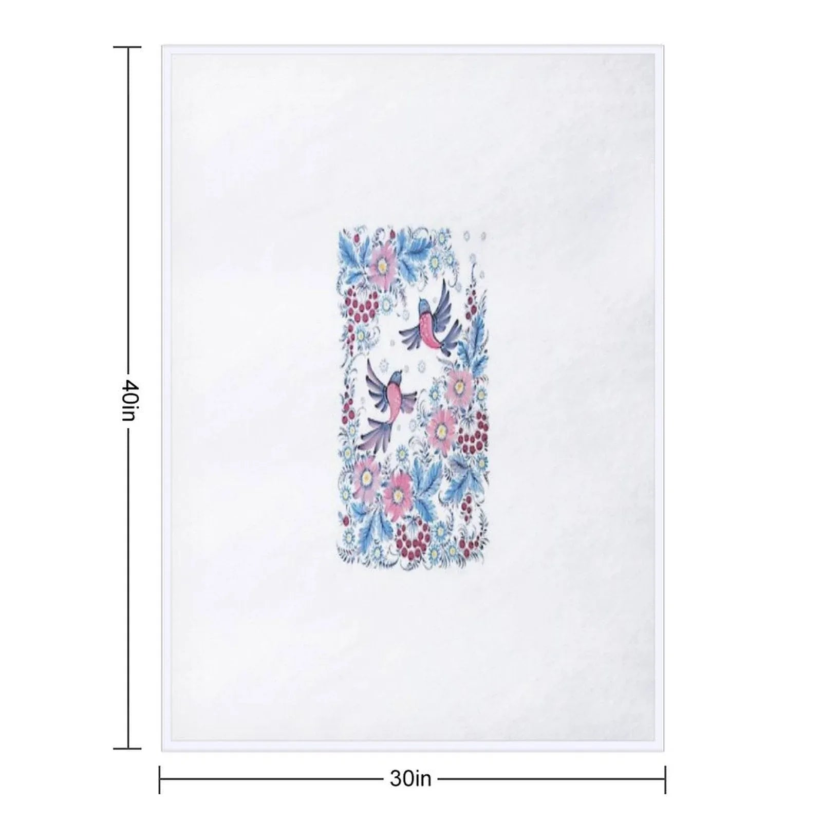 Lovebirds in Petrykivka Floral Garden Throw Blanket