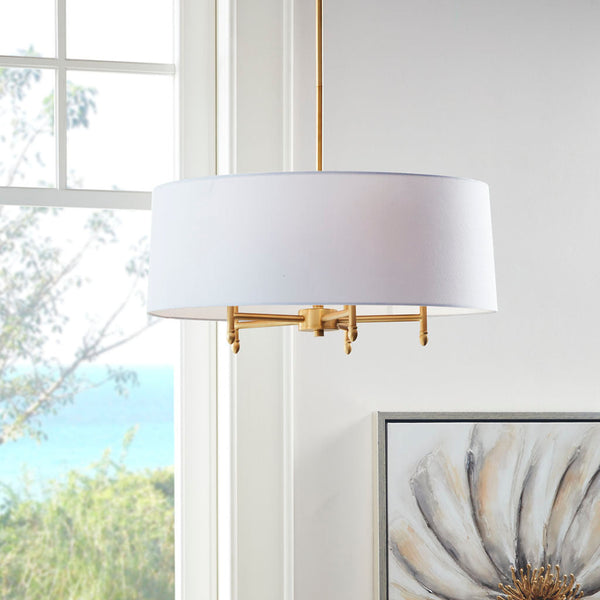 5-Light White Drum Shade Chandelier BLAKHOM
