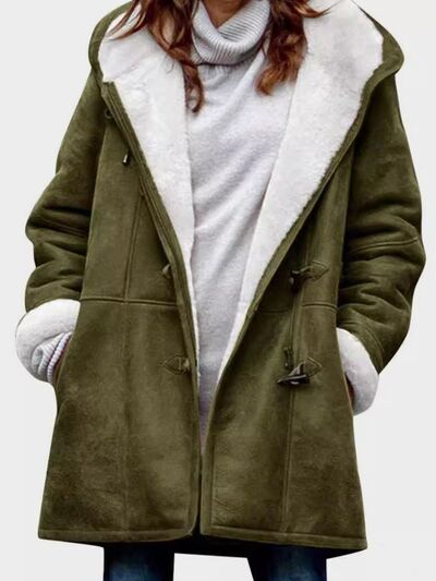 Full Size Pocketed Long Sleeve Hooded Toggle Jacket – Stylish & Functional Outerwear for Women