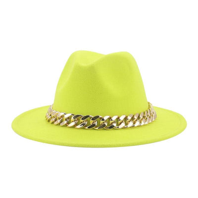 Fedora Hats for Women Men Wide Brim Thick Gold Chain Metal Chain Buckle Fedora Hat Classic Wide Brim Floppy Hat Warm Vintage Cap Winter Autumn Lightweight Luxury Hat