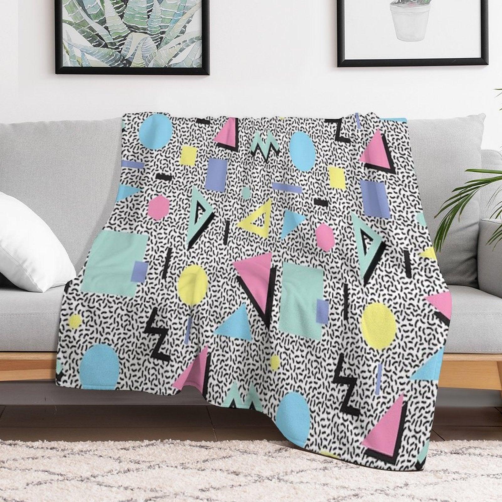 Eighties Memphis Pattern Design Throw Blanket