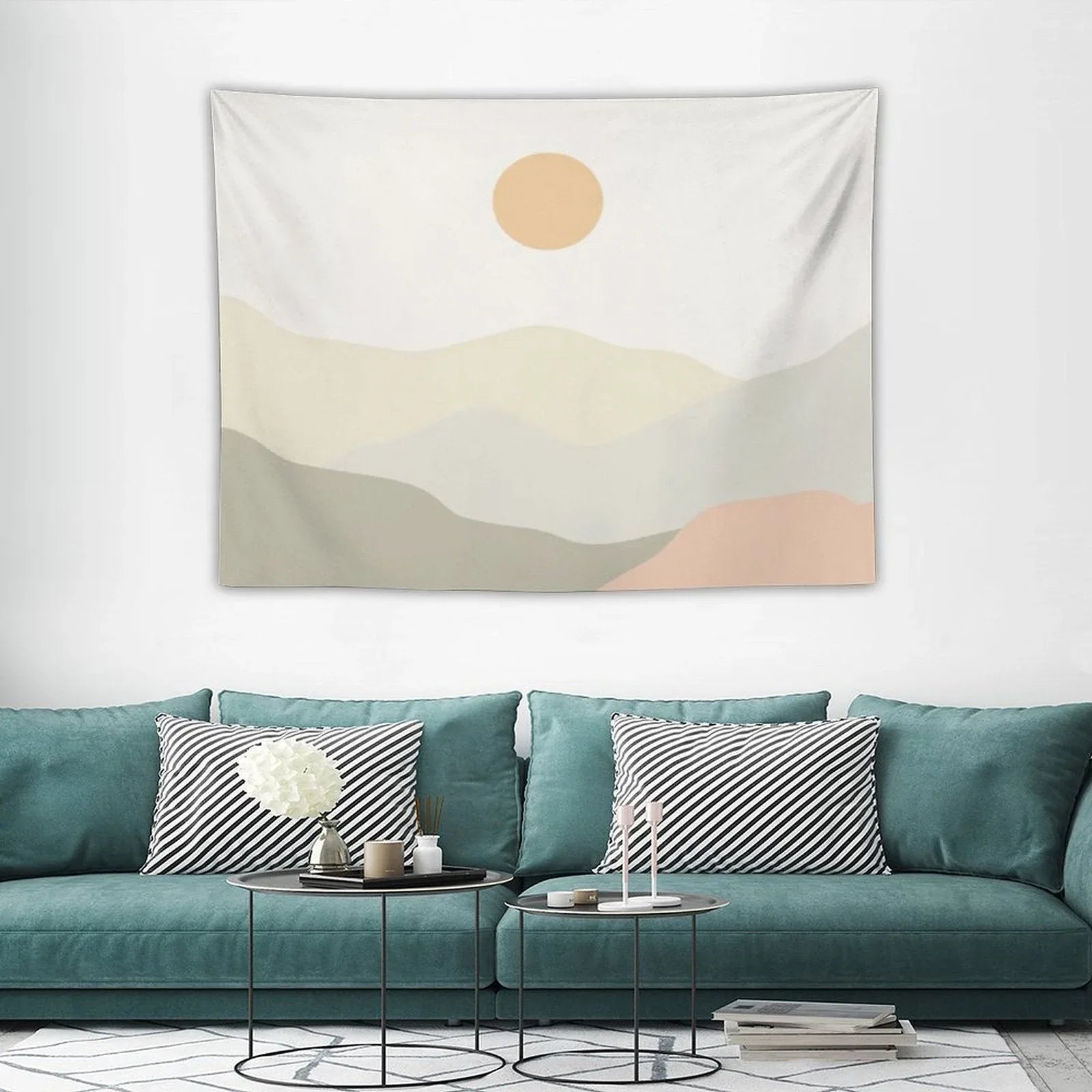 Minimalist Landscape Mountains Tapestry