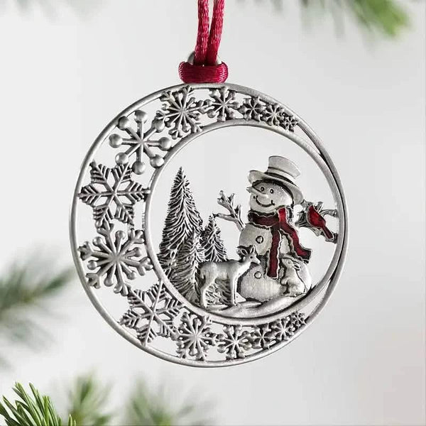 Festive Christmas Tree Pendant - Metal Hanging Ornament for Scene Decor