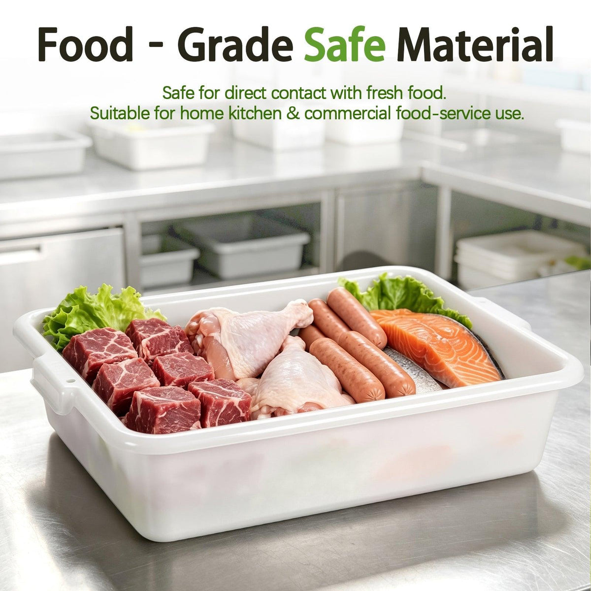 6-Pack Commercial Meat Tubs with Lids