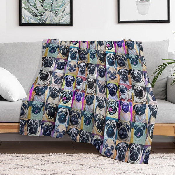 Pugs (Tiled Pattern) Eco-conscious Throw Blanket